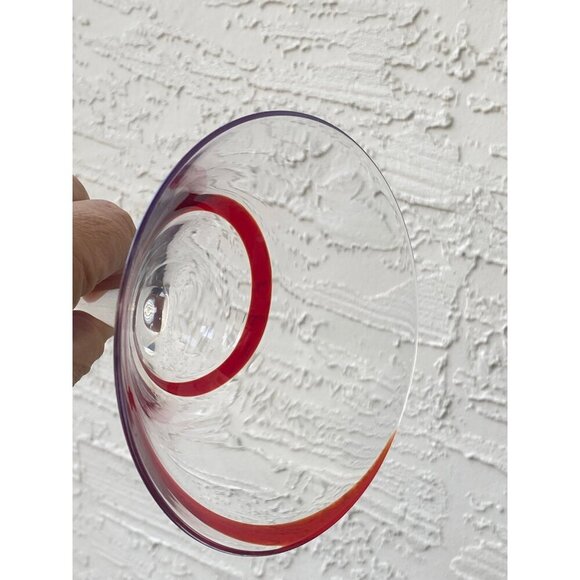 Pier One Cosmopolitan Red Swirl Line Martini Glass 7” Handblown 8 oz Retired - Picture 13 of 16